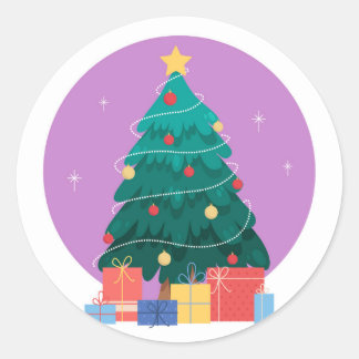 Kerstboom Sticker - Ronde Sticker