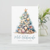 Kerstboom Strand Mele Kalikimaka Feestdagenkaart (Staand voorkant)