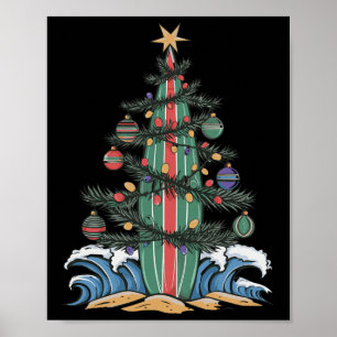 Kerstboom Surfplank _1  Poster