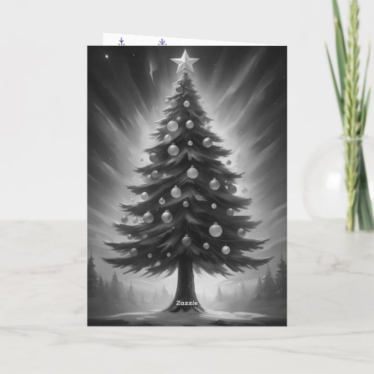 Kerstboom Synthwave Aurora Borealis Feestdagen Kaart (Achterkant)