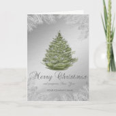 Kerstboom, takken, zilver, sterren feestdagen kaart (Voorkant)