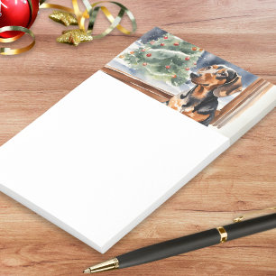 Kerstboom Teckel Sausage Dog Waterverf Post-it® Notes
