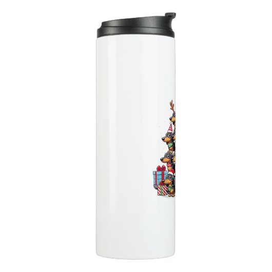 Kerstboom Teckel Worst Hond Teckels Thermosbeker (Gedraaid links)