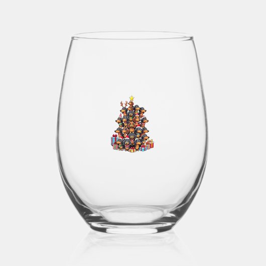 Kerstboom Teckel Worst Hond Teckels Wijnglas Zonder Voet (Voorkant)