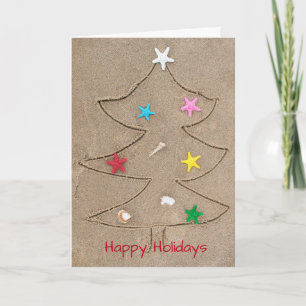 Kerstboom tekening in strandzand kaart