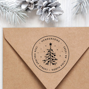 Kerstboom - Terugkeeradres groen Zelfinktende Stempel