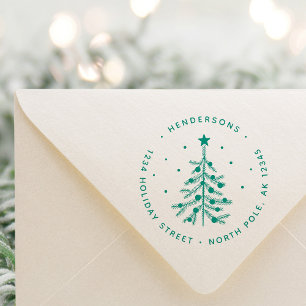 Kerstboom - Terugkeeradres groen Zelfinktende Stempel