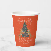Kerstboom & Tijgers Jolly Kerst Kaart Papieren Bekers (Voorkant)