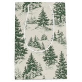 Kerstboom Toile de Jouy Green Medium Cadeauzakje (Voorkant)