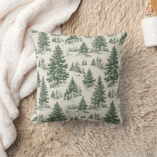 Kerstboom Toile De Jouy Groene Tafelkleed Kussen