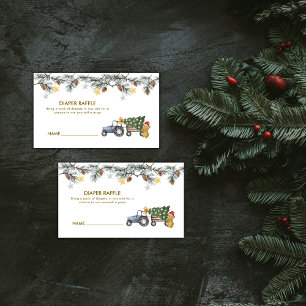 Kerstboom Tractor Beer Luier Raffle Baby Shower Informatiekaartje