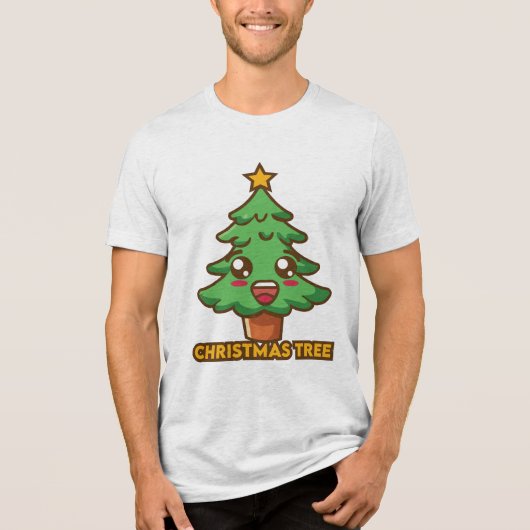 kerstboom Tri-Blend shirt (Voorkant)
