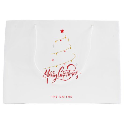 Kerstboom Typografie Script Minimalistisch Groot Cadeauzakje (Voorkant)