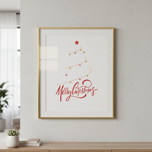 Kerstboom Typografie Script Minimalistisch Poster