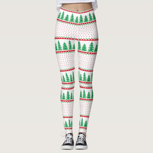 Kerstboom Ugly Sweater Reindeer Leggings (Voorkant)