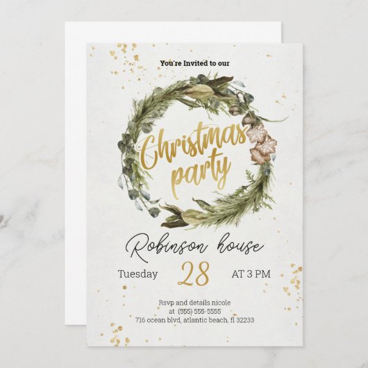 Kerstboom Uitnodiging feestdag feestdag feestdag (Voorkant / Achterkant)