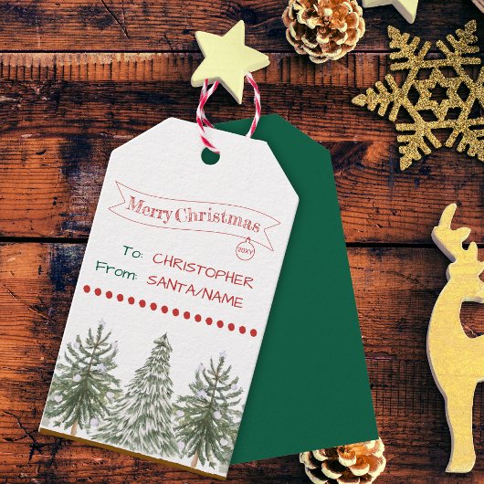 Kerstboom Unieke  Naam Gift Label Cadeaulabel