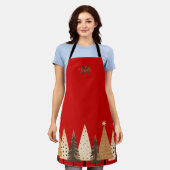 Kerstboom Vakantie Bakken Rood Monogram Schort (Gedragen)