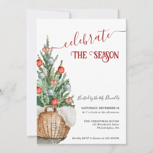 Kerstboom Vakantie Diner Uitnodiging (Voorkant)