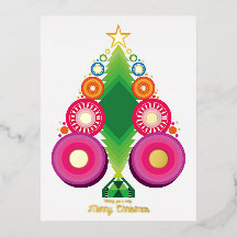 Kerstboom Vakantie Folie Gouden Wenskaart