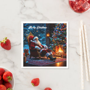 Kerstboom vakantie winter kunst schattige Kerstman Servet