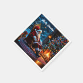 Kerstboom vakantie winter kunst schattige Kerstman Servet (Hoek)