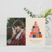 Kerstboom van cadeaustapels feestdagenkaart (Staand voorkant)