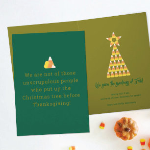 Kerstboom van Candy Corn Kerstkaart Herfst Kaart