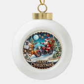 Kerstboom van de Kerstman motorfiets Keramische Bal Ornament (Voorkant)