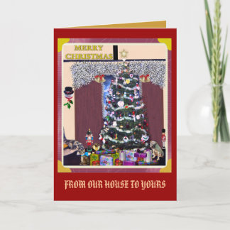 KERSTBOOM VAN ONS HUIS AAN VAN U FEESTDAGEN KAART