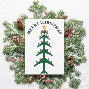 Kerstboom van vliegtuigen en foto minimalistisch feestdagenkaart