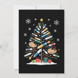 Kerstboom Verfkwast Palet Kunstenaar Xmas Kaart