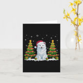 Kerstboom Verlicht Amerikaanse Eskimo Hond Kerstma Kaart (Gele Bloem)