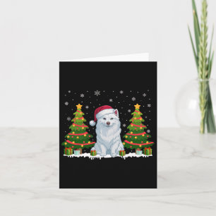 Kerstboom Verlicht Amerikaanse Eskimo Hond Kerstma Kaart