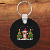 Kerstboom Verlicht Chihuahua Hond Kerstman Hoed Ke Sleutelhanger (Voorkant)