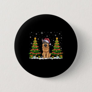 Kerstboom Verlicht Duitse Herdershond Kerstman Ronde Button 5,7 Cm