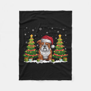 Kerstboom Verlicht Engelse Bulldog Santa Hat Kerst Fleece Deken