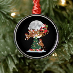 Kerstboom Verlicht Grappige Kerstman Rijdende Chee Metalen Ornament