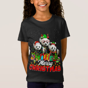 Kerstboom verlicht kerstfeest Pajama Panda Beer An T-shirt