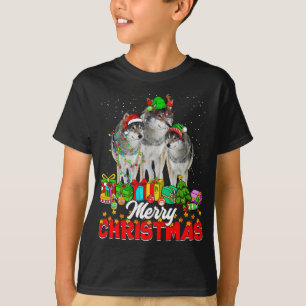 kerstboom verlicht kerstfeest Pajama Wolf Animals T-shirt