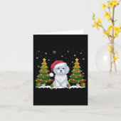 Kerstboom Verlicht Maltese Hond Kerstman Hoed Kers Kaart (Gele Bloem)