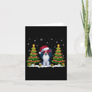 Kerstboom Verlicht Papillon Hond Kerstman Hoed Ker Kaart