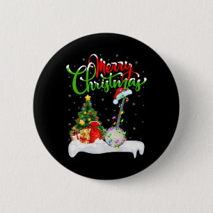 Kerstboom verlicht Santa Hat Musical Banjo Kerstmi Ronde Button 5,7 Cm