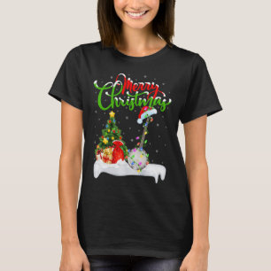 Kerstboom verlicht Santa Hat Musical Banjo Kerstmi T-shirt