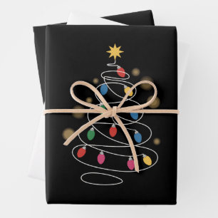 Kerstboom Verlichting Inpakpapier Vel