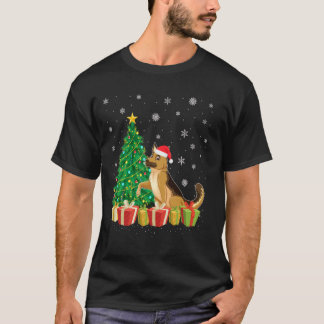 Kerstboom Verlichting Kerstman Hoed Duitse Herder  T-shirt
