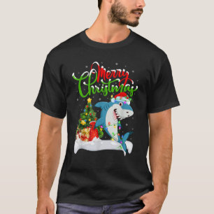 Kerstboom Verlichting Kerstman Hoed Grote Witte Ha T-shirt