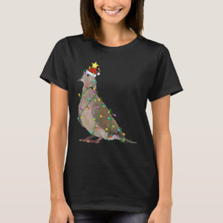 Kerstboom Verlichting Kerstman Rouw Duif Vogel Chr T-shirt
