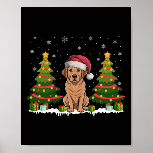 Kerstboom Verlichting Labrador Hond Kerstman Hoed Poster