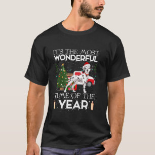 Kerstboom Verlichting Santa Dalmatische Hond Kerst T-shirt